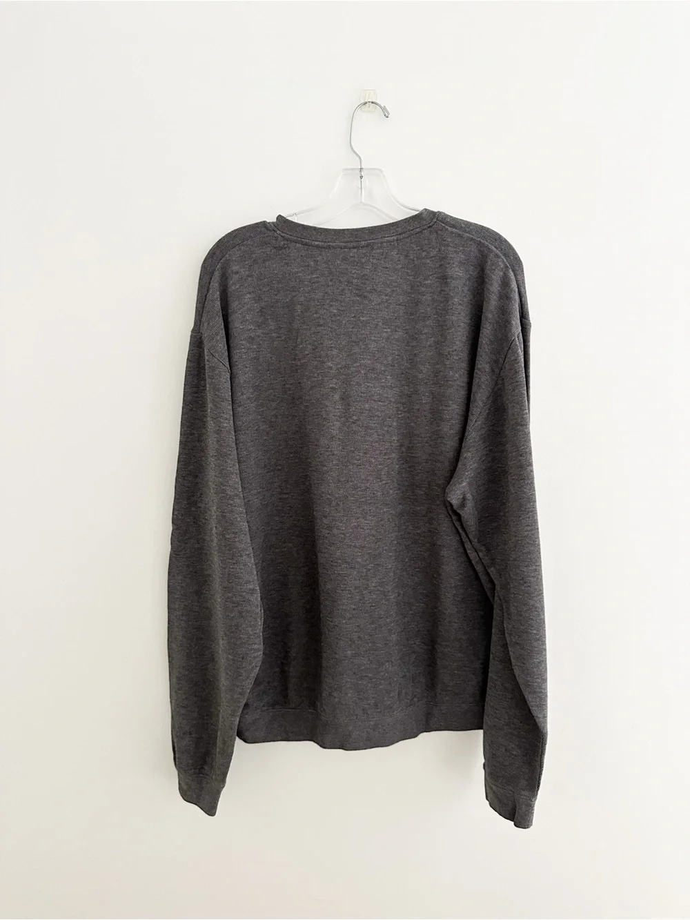 Cutter & Buck Men's Gray Ribbed Cotton V Neck Sweater Sweatshirt Size L Pullover